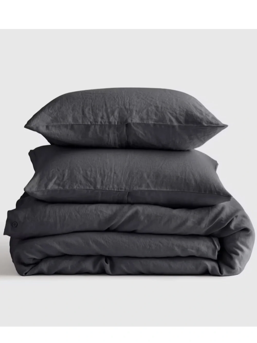 QUINCE European Linen Duvet Cover Set in Full/Queen & down comforter!! CHARCOAL